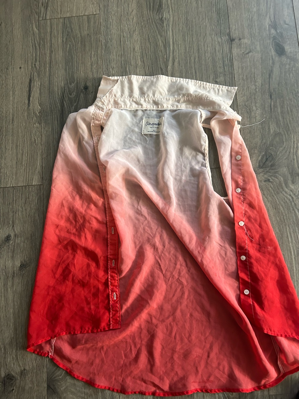 Aeropostale Red to Blush Ombre Button-Up Blouse